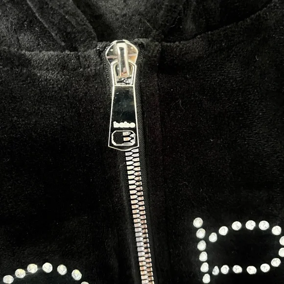 Classic Bebe Black Velour Tracksuit with Rhinestones - Picture 3 of 8